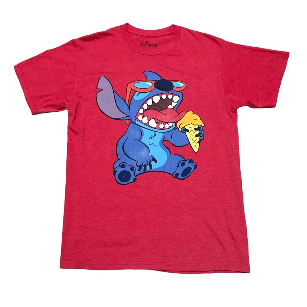 Stitch Eating Ice Cream T Shirt Red Size M Disney